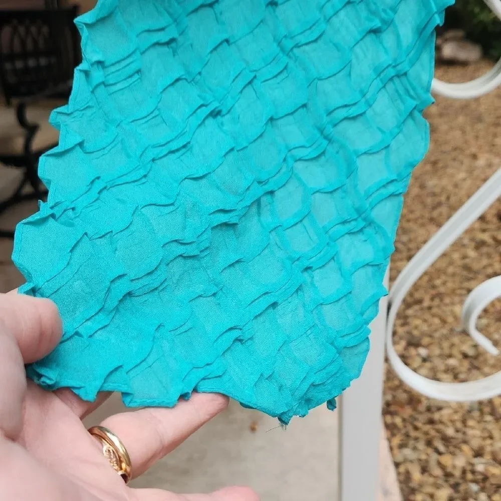 Turquoise Ruffled Scarf - Picture 2 of 4